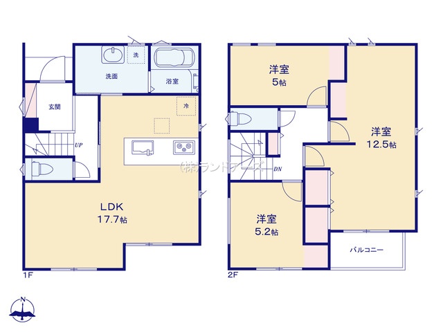 名古屋市北区東味鋺3丁目（戸建）03（建売・3LDK・3,690万円）の間取り図