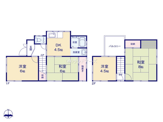 あま市甚目寺権現（中古戸建・4DK・320万円）の間取り図