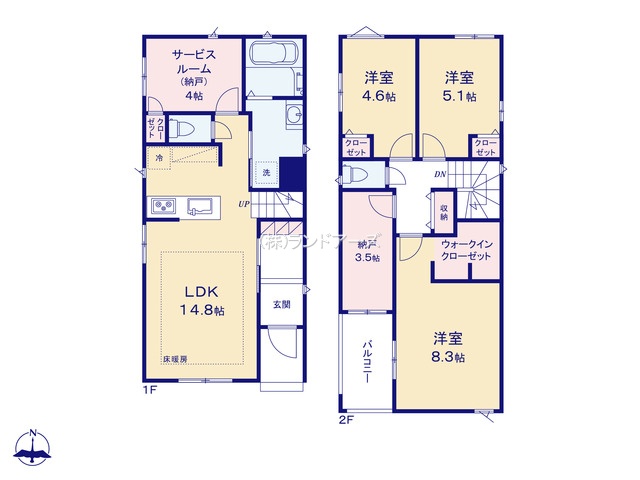 名古屋市熱田区八番2丁目（戸建）03（建売・3SLDK・4,390万円）の間取り図
