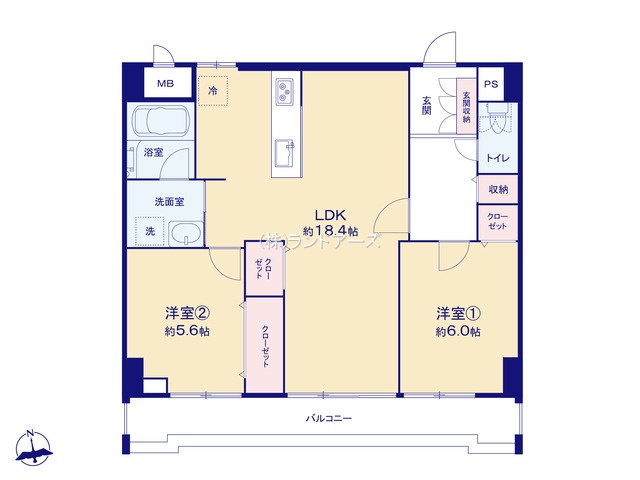 三旺マンション第5金山（・2LDK・2,699万円）の間取り図