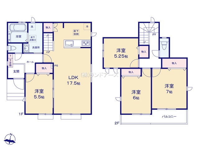 愛西市大井町宮新田（戸建）A（建売・4LDK・2,490万円）の間取り図