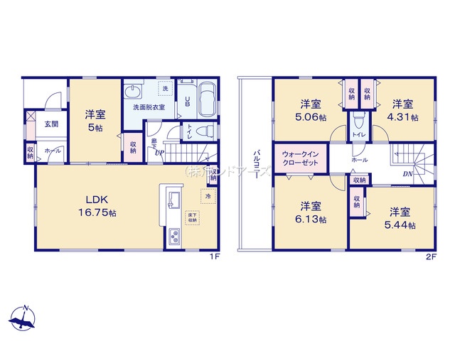 知多郡武豊町大字冨貴字新薄里（戸建）04（建売・5LDK・2,880万円）の間取り図