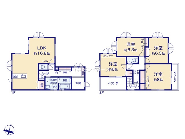 名古屋市天白区植田山4丁目（中古戸建・4LDK・4,199万円）の間取り図