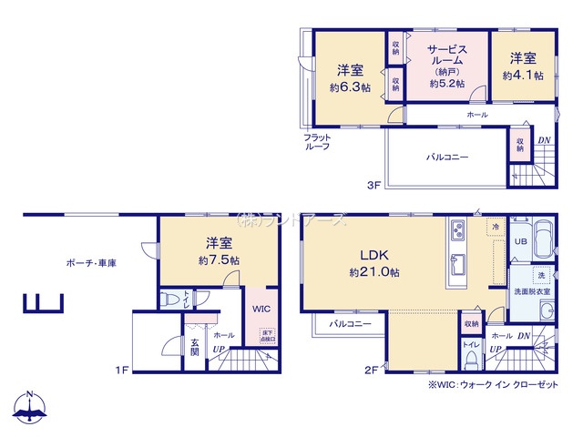 名古屋市南区鶴田1丁目（戸建）01（建売・3SLDK・4,999万円）の間取り図