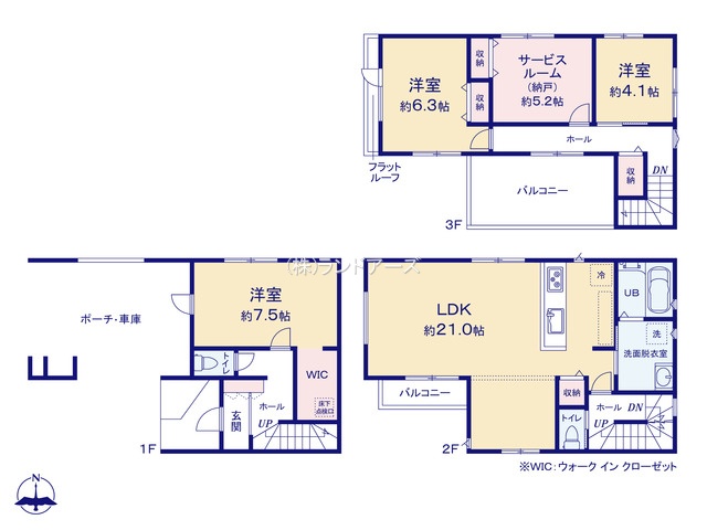 名古屋市南区鶴田1丁目（戸建）02（建売・3SLDK・4,999万円）の間取り図