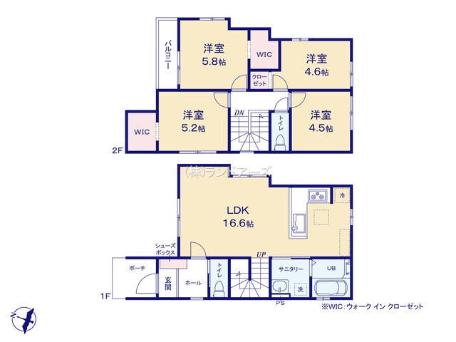 名古屋市名東区西山台（戸建）01（建売・4LDK・4,999万円）の間取り図