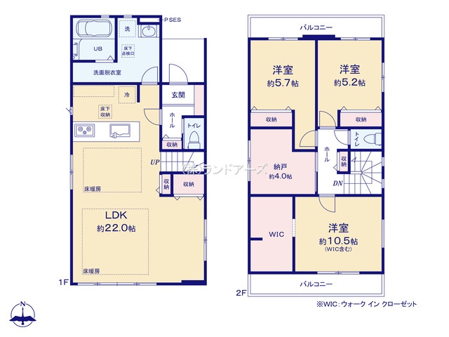 名古屋市天白区鴻の巣2丁目（戸建）02（建売・3LDK・5,299万円）の間取り図