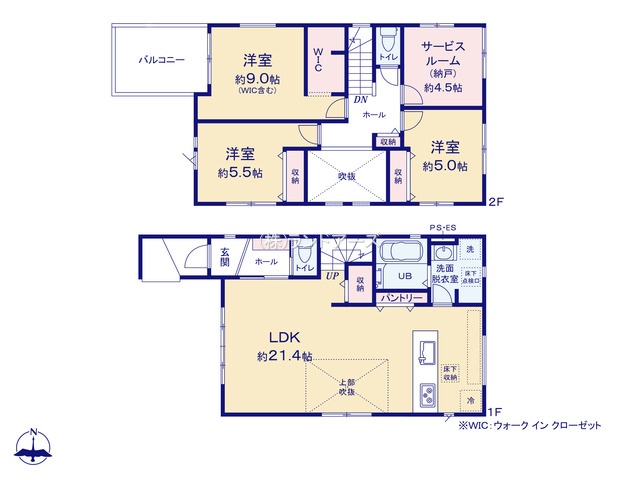 名古屋市北区東味鋺3丁目（戸建）01（建売・3SLDK・4,199万円）の間取り図
