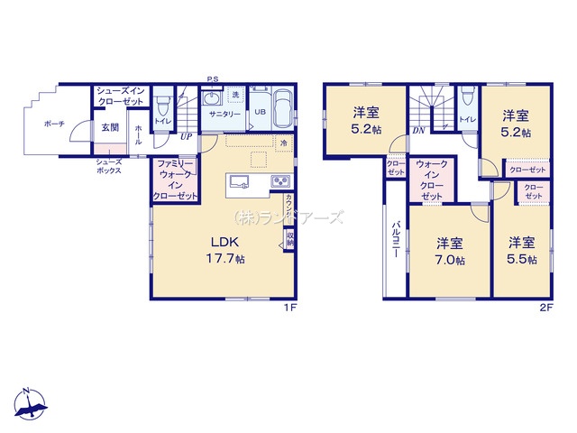 名古屋市緑区大根山1丁目(戸建)01(建売・4LDK・4,999万円)の間取り図