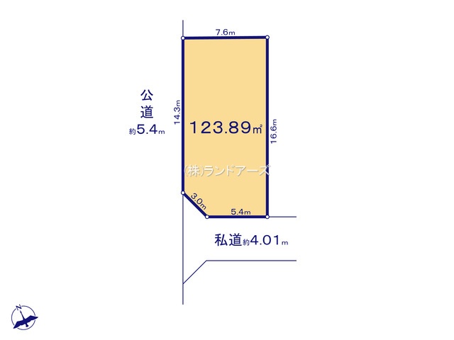 一宮市木曽川町黒田字奥屋敷・西町南（土地）01（・・2,200万円）の間取り図