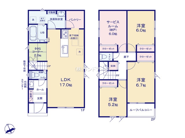 一宮市木曽川町黒田字奥屋敷・西町南（戸建）03（建売・3SLDK・3,590万円）の間取り図
