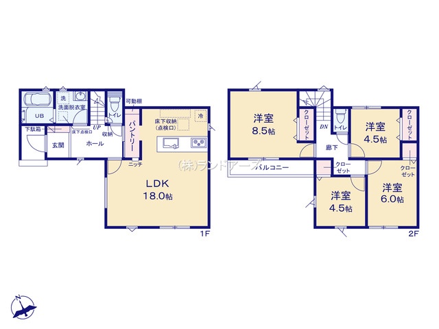 一宮市木曽川町黒田字奥屋敷・西町南（戸建）04（建売・4LDK・3,490万円）の間取り図