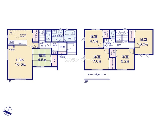 名古屋市港区船頭場1丁目(戸建)08(建売・5LDK・3,590万円)の間取り図