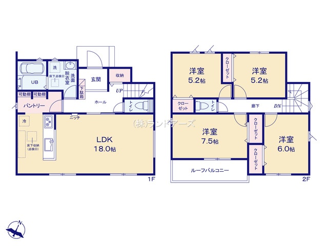 名古屋市港区船頭場1丁目(戸建)11(建売・4LDK・3,390万円)の間取り図
