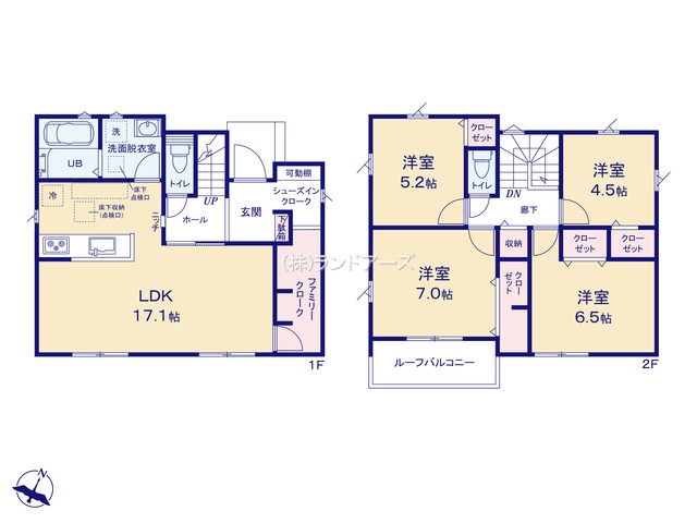 名古屋市港区船頭場1丁目(戸建)12(建売・4LDK・3,390万円)の間取り図