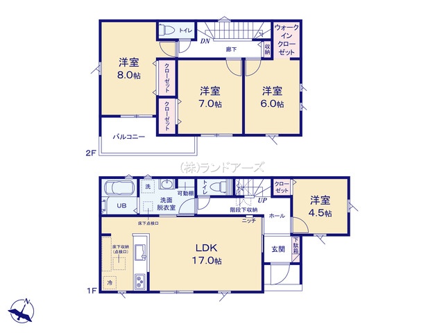 名古屋市港区船頭場1丁目(戸建)13(建売・4LDK・3,290万円)の間取り図