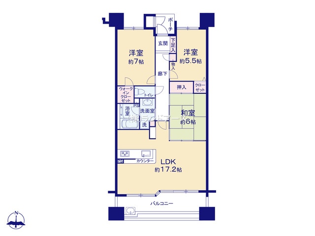ユニーブル黒川シティ（・3LDK・3,199万円）の間取り図