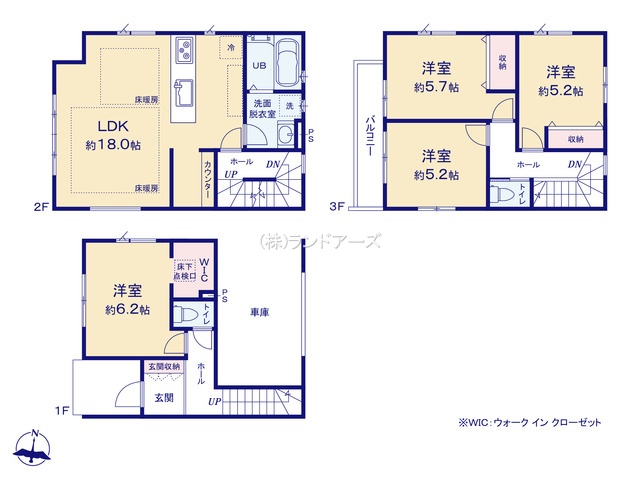 名古屋市昭和区吹上町1丁目(戸建)01(建売・4LDK・5,999万円)の間取り図