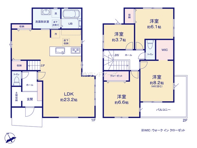 清須市西枇杷島町泉（戸建）01（建売・4LDK・4,699万円）の間取り図