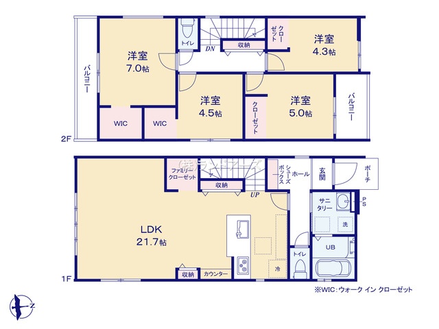 名古屋市守山区西新(戸建)01(建売・4LDK・4,999万円)の間取り図