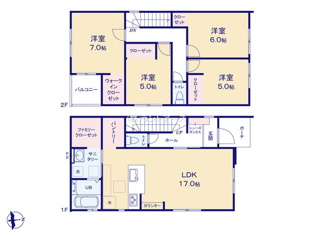 名古屋市守山区西新(戸建)03(建売・4LDK・4,799万円)の間取り図