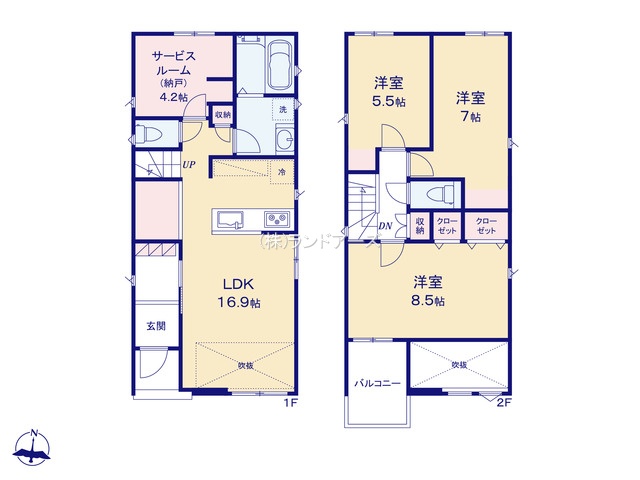 名古屋市守山区西島町(戸建)02(建売・3SLDK・4,490万円)の間取り図