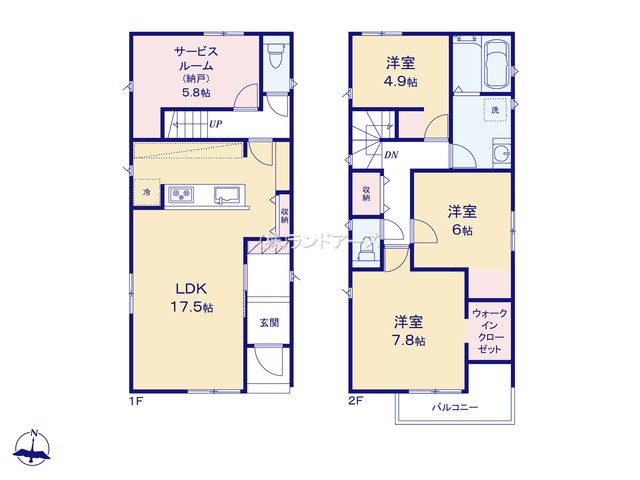 名古屋市守山区西島町(戸建)03(建売・3SLDK・4,490万円)の間取り図