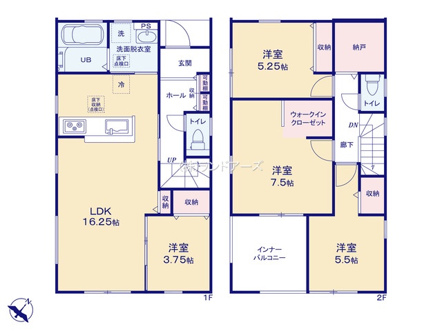 碧南市尾城町3丁目（戸建）03（建売・4LDK・3,080万円）の間取り図