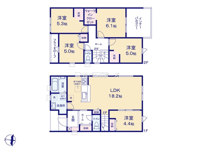 愛西市須依町(戸建)02(建売・5LDK・2,850万円)の間取り図