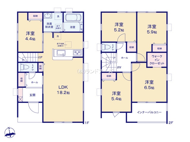 碧南市神有町1丁目（戸建）05（建売・5LDK・3,080万円）の間取り図