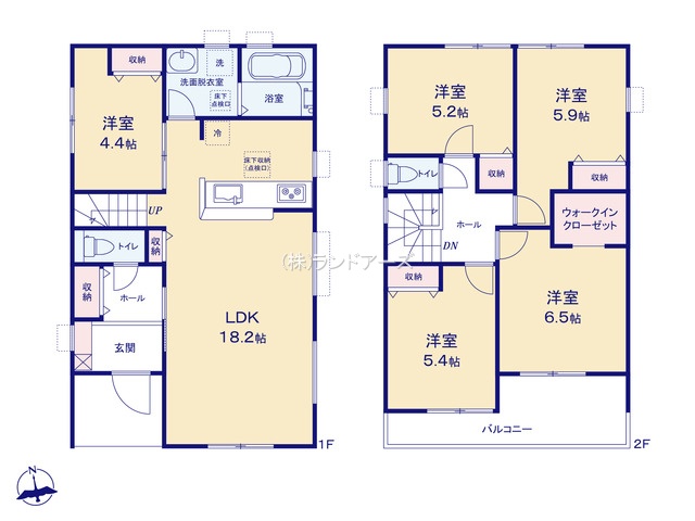 碧南市神有町1丁目（戸建）06（建売・5LDK・3,080万円）の間取り図