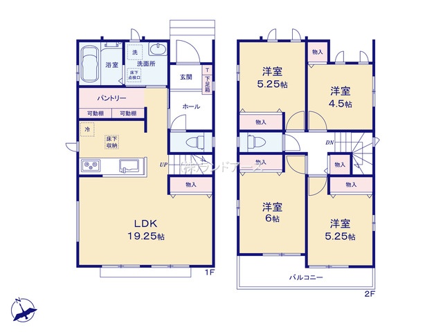 安城市美園町1丁目（戸建）A（建売・4LDK・4,690万円）の間取り図