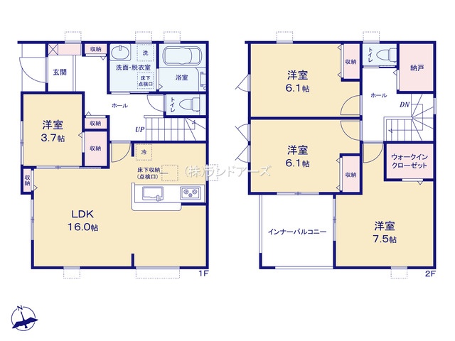 東海市富木島町南島(戸建)02(建売・4LDK・3,680万円)の間取り図