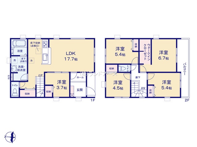 碧南市池下町1丁目（戸建）02（建売・5LDK・3,080万円）の間取り図