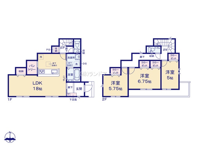 高浜市論地町1丁目（戸建）02（建売・3LDK・3,212万円）の間取り図