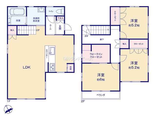 知多市寺本台4丁目（中古戸建・3LDK・2,550万円）の間取り図