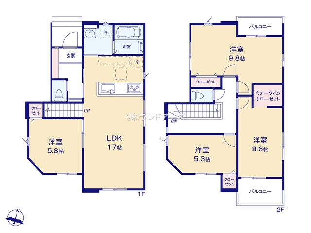 岡崎市中島町字紅蓮（戸建）03（建売・4LDK・3,099万円）の間取り図