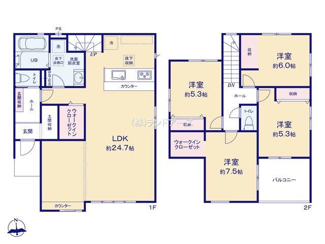 津島市唐臼町東田面(戸建)01(建売・4LDK・3,299万円)の間取り図