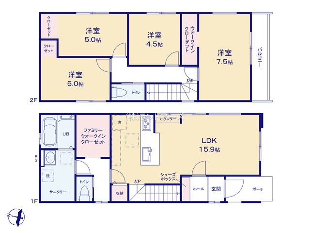 名古屋市瑞穂区中根町5丁目（戸建）01（建売・4LDK・4,599万円）の間取り図