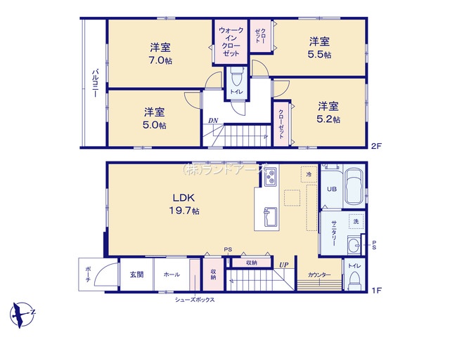 名古屋市南区楠町（戸建）02（建売・4LDK・5,499万円）の間取り図