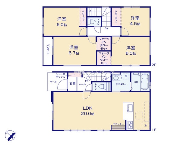 名古屋市中村区宿跡町2丁目(戸建)01(建売・4LDK・3,999万円)の間取り図