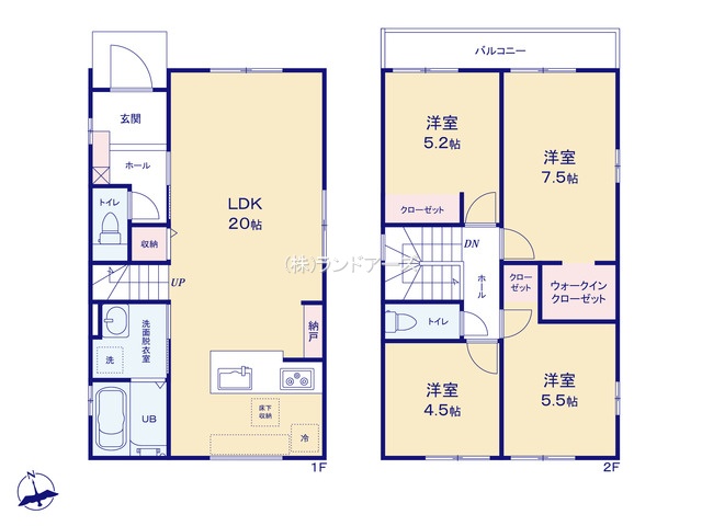 名古屋市中村区日比津町1丁目(戸建)02(建売・4LDK・4,590万円)の間取り図