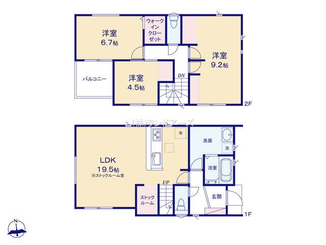 津島市江東町1丁目（戸建）02（建売・3LDK・2,499万円）の間取り図