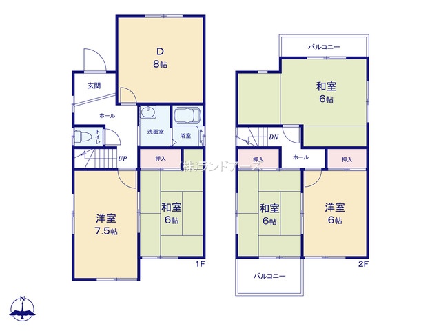 春日井市西本町2丁目(中古戸建・5DK・1,999万円)の間取り図