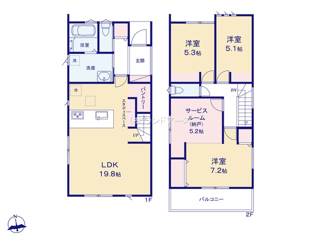 名古屋市港区本宮町2丁目（戸建）01（建売・3LDK・3,499万円）の間取り図