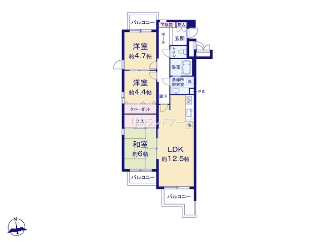 グランドメゾン上野公園（・ 3LDK・1,650万円）の間取り図