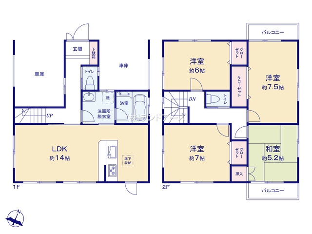 名古屋市西区清里町（中古戸建）（中古戸建・ 4LDK・2,399万円）の間取り図