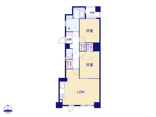 ライオンズマンション惟信町(・2LDK・1,050万円)の間取り図