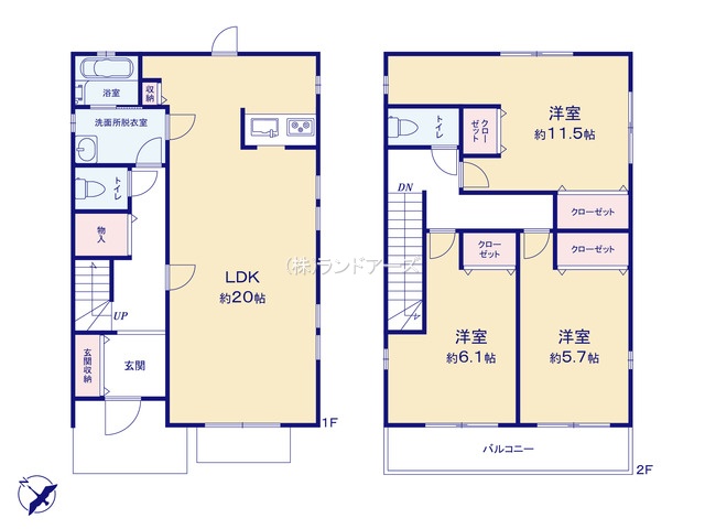 あま市森（中古戸建）（中古戸建・3LDK・2,199万円）の間取り図