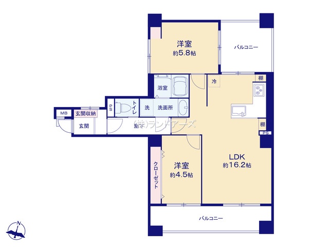 ダイアパレス神宮苑（・ 2LDK・1,799万円）の間取り図